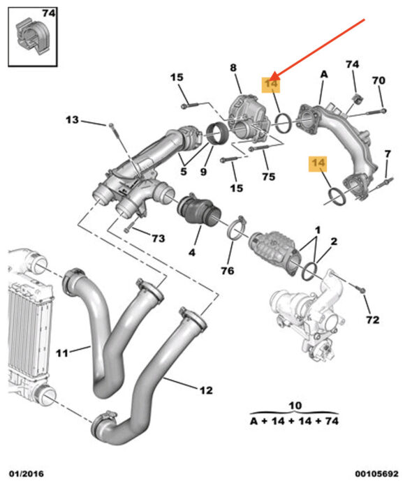 0382QW - NEW PEUGEOT 3008 AIR HOSE GASKET 0382QW ORIGINAL