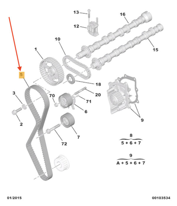 0816J5 - NEW PEUGEOT 4007 TIMING BELT 0816J5 GENUINE