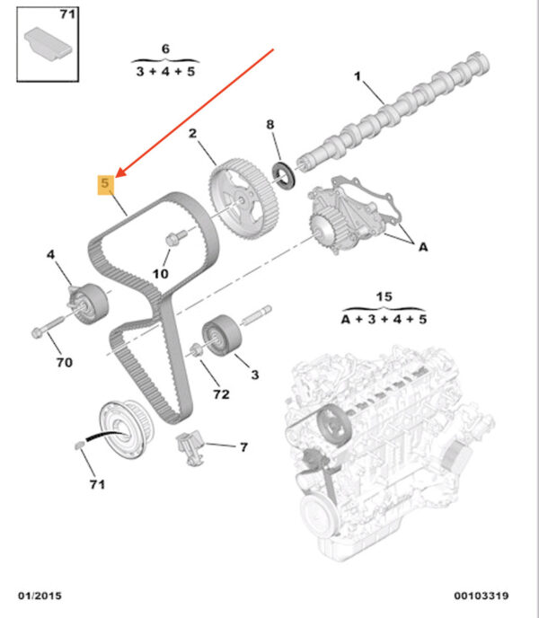 1608745980 - NEW CITROËN BERLINGO B9 TIMING BELT 1608745980 2010 15155226 GENUINE