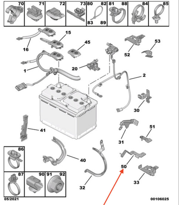 9804382680 - PEUGEOT 3008 Battery Cable Support 9804382680 New Genuine