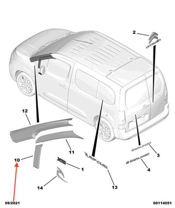 9819277380 - Citroen Berlingo B9 Front Right Door Sticker 9819277380 NEW Genuine