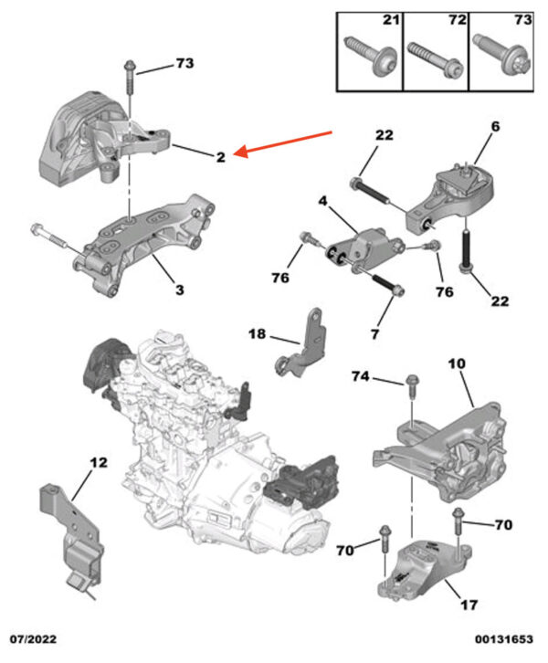 9826513280 - Peugeot 2008 Right Side Engine Mount RHD 9826513280 NEW GENUINE