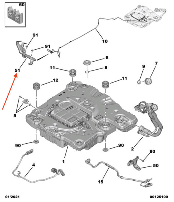 9826544380 - PEUGEOT 2008 Fuel Pipe Support 9826544380 New Genuine