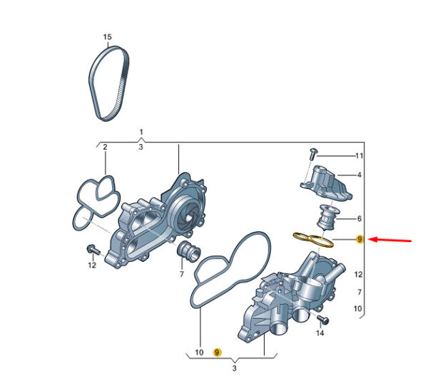 04E121119D - ŠKODA SUPERB MK3 Coolant Regulator Mold Gasket 04E121119D NEW Original