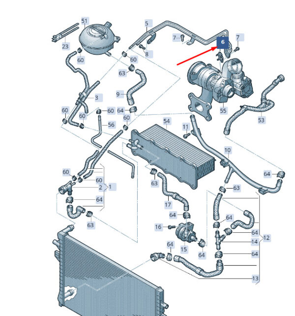 04E121687 - NEW ŠKODA SUPERB MK3 COOLING PIPE GASKET 04E121687 ORIGINAL