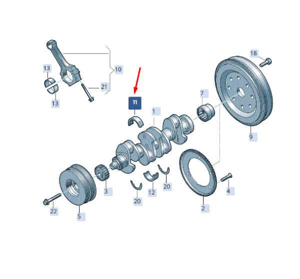 06K105561GLB - NEW ŠKODA SUPERB MK3 CRANKSHAFT TOP BEARING SHELL 06K105561GLB ORIGINAL
