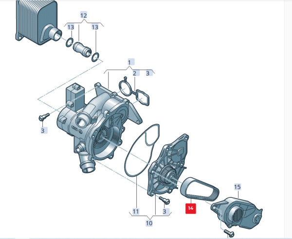 06K121605C - Seat Tarraco KN2 timing belt for coolant pump 06K121605C, original part