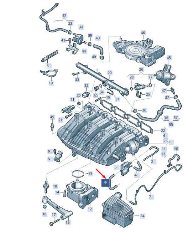 06K133583D - New SKODA SUPERB MK3 Intake System Connecting Hose 06K133583D