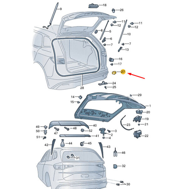 1K8827951 - ŠKODA ENYAQ IV tailgate plugs 1K8827951 NEW ORIGINAL