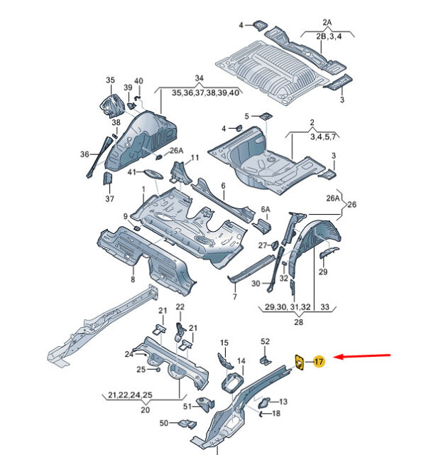 2Q0804473 - New SKODA KAMIQ NW4 Rear Left Side Member Cross Member 2Q0804473