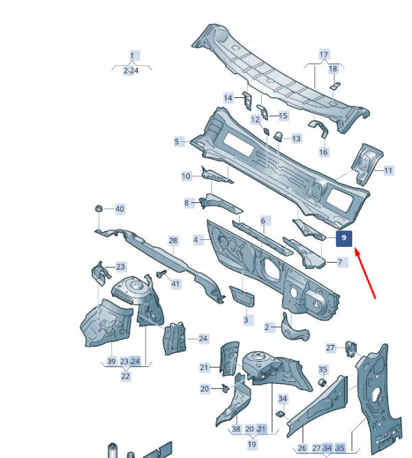 2Q0805313 - NEW ŠKODA KAMIQ NW4 FRONT WATER BOX LEFT REINFORCEMENT PLATE 2Q0805313