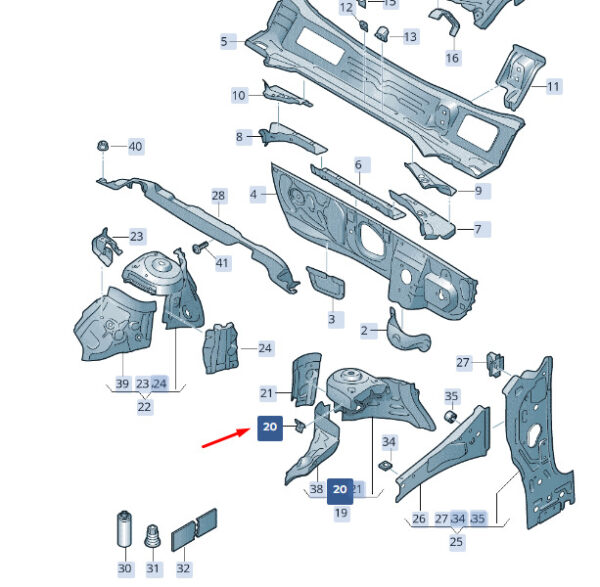 2Q0971845 - ŠKODA KAMIQ NW4 wheelhouse shell front 2Q0971845 NEW ORIGINAL