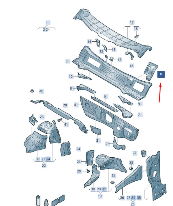2Q2802543 - New SKODA KAMIQ NW4 Front Right Cross Panel Reinforcement RHD 2Q2802543