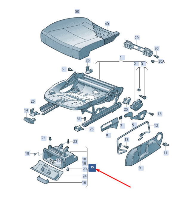 3T0881578CWC4 - ŠKODA SUPERB MK3 storage compartment front right 3T0881578CWC4, original part