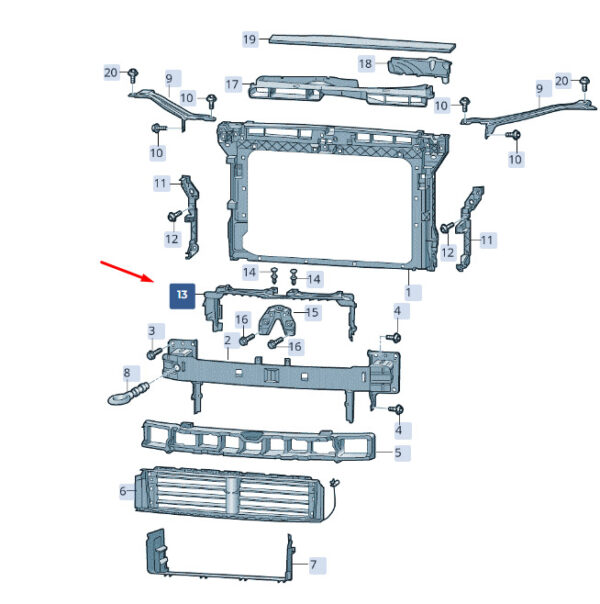 3V0121285A - NEW ŠKODA SUPERB MK3 FRONT UPPER AIRLINE 3V0121285A ORIGINAL