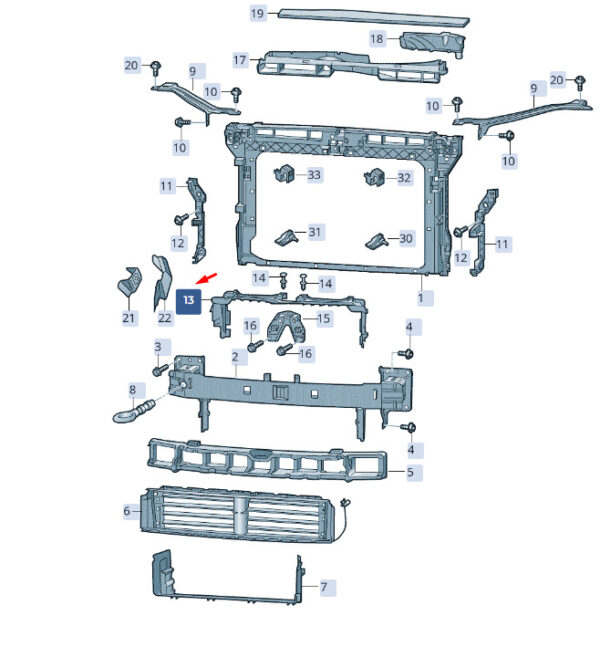 3V0121285C - ŠKODA SUPERB MK3 air routing front top 3V0121285C, original part