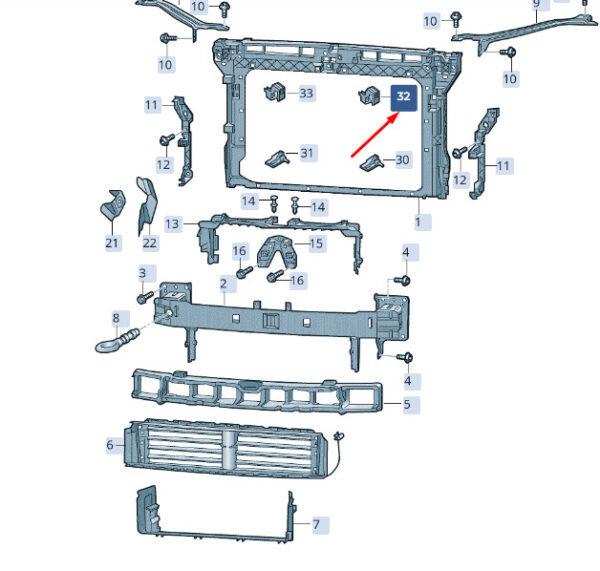 3V0121697A - ŠKODA SUPERB MK3 front panel gasket 3V0121697A, original part