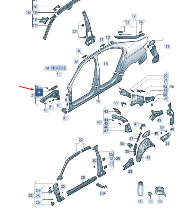 3V0806166 - New SKODA SUPERB MK3 Front Right Bonnet Hinge Reinforcement 3V0806166