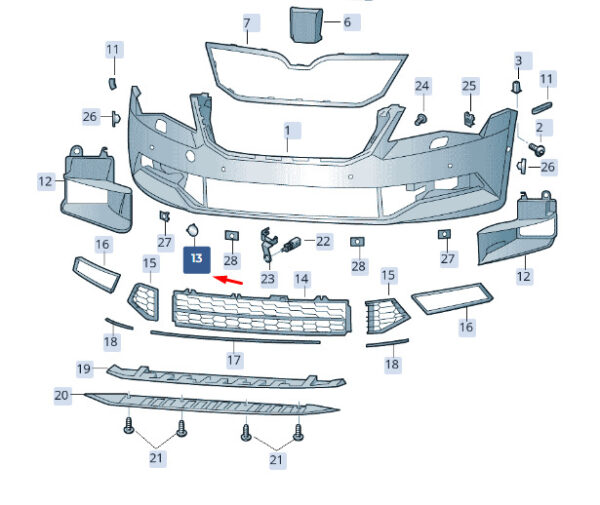3V0807241A - ŠKODA SUPERB MK3 molding trailer clutch front right 3V0807241A