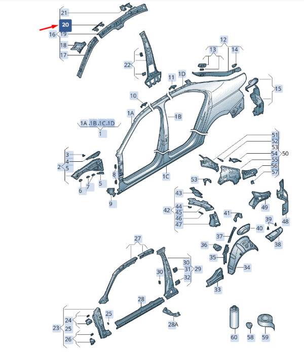 3V0809117 - New SKODA SUPERB MK3 FRONT LEFT GRAB BAR BRACKET 3V0809117 GENUINE