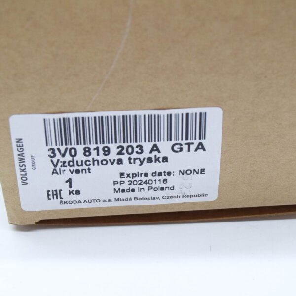 3V0819203AGTA - ŠKODA SUPERB MK3 Center Console Rear Air Vent 3V0819203AGTA NEW GENUINE