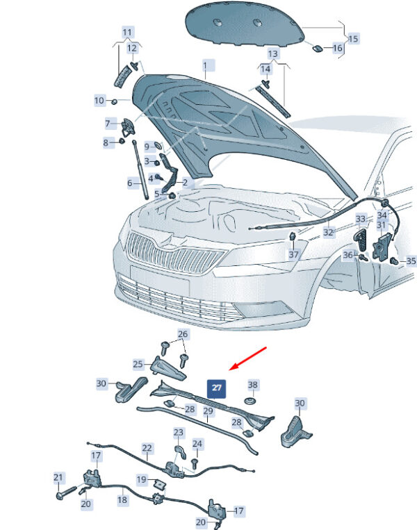 3V0819415A9B9 - NEW ŠKODA SUPERB MK3 LEFT WIND PROTECTION. TRIM 3V0819415A9B9 ORIGINAL WINDOW FRAME