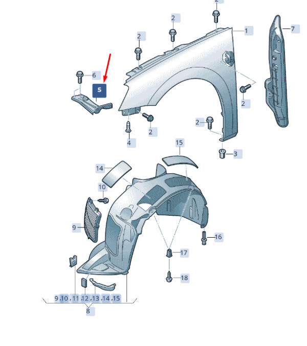 3V0821141 - NEW SKODA SUPERB MK3 FRONT LEFT FENDER BRACKET 3V0821141 GENUINE