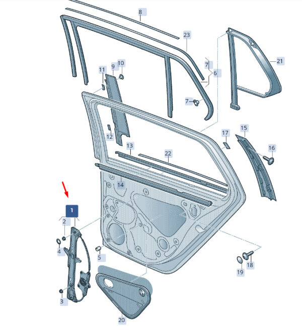 3V0839462 - ŠKODA SUPERB MK3 power window rear right door 3V0839462 new original
