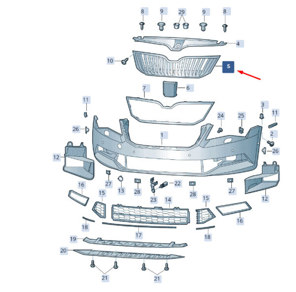 3V0853653BFOD - ŠKODA SUPERB MK3 radiator grille 3V0853653BFOD, original part