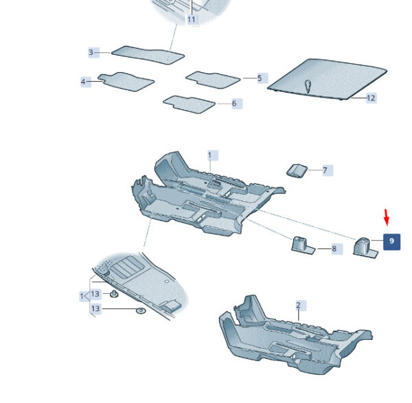 3V0863949C - NEW ŠKODA SUPERB MK3 FLOOR COVER NOISE INSULATION 3V0863949C ORIGINAL