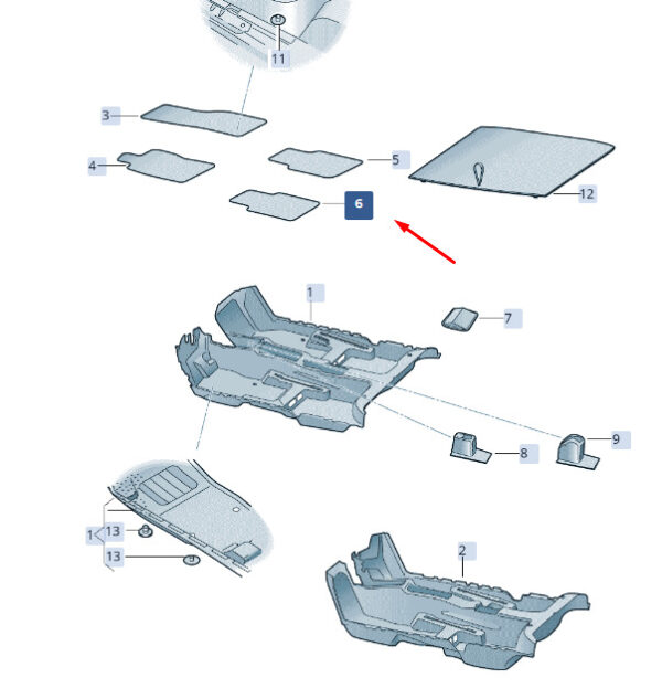 3V0864451JHS - NEW ŠKODA SUPERB MK3 REAR LEFT FLOOR MAT 3V0864451JHS ORIGINAL