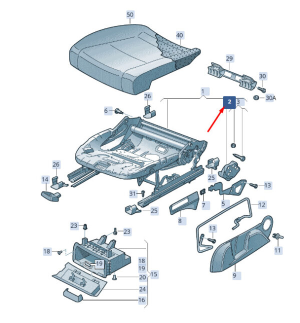 3V0881112A - New SKODA SUPERB MK3 FRONT TILT SEAT FRAME 3V0881112A GENUINE