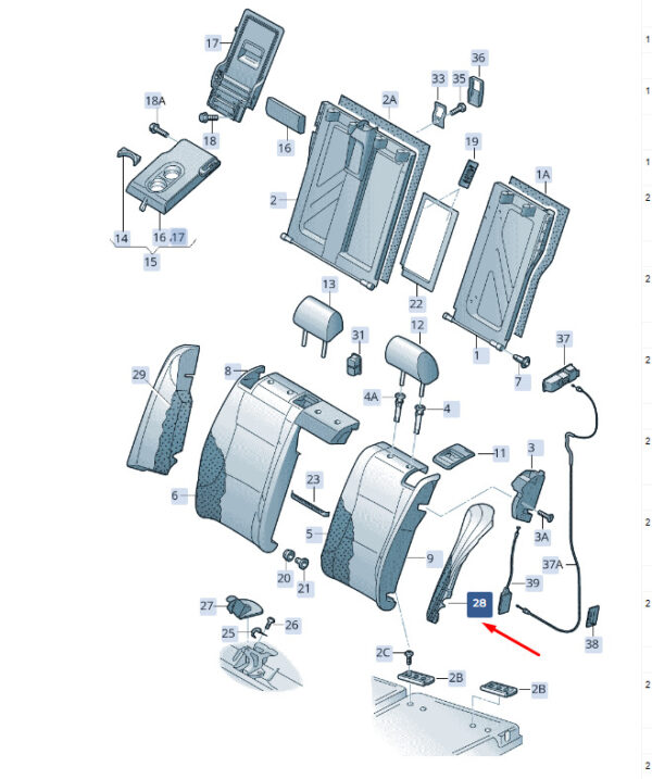 3V0885701ALURM - ŠKODA SUPERB MK3 side cushions for rear left seat 3V0885701ALURM, original