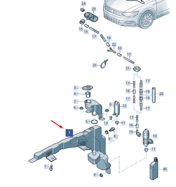 3V0955453 - NEW ŠKODA SUPERB MK3 WAATS WATER RESERVOIR 3V0955453 ORIGINAL