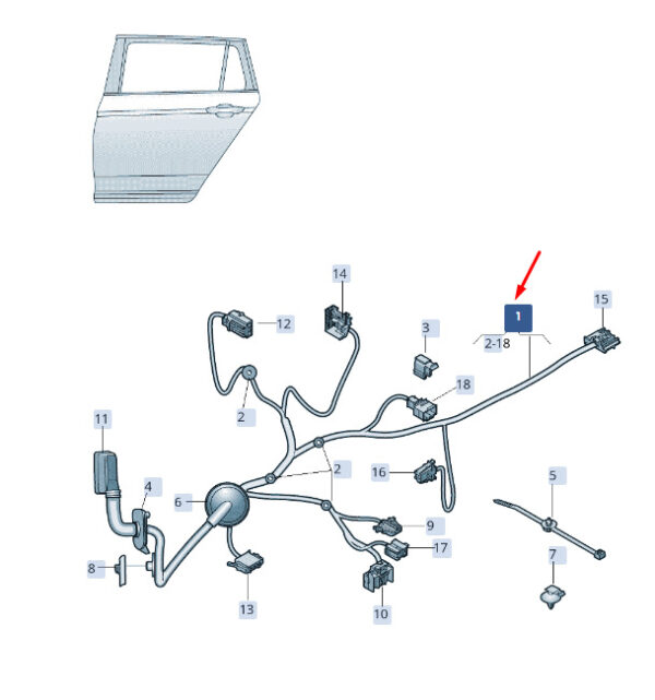 3V0971694A - ŠKODA SUPERB MK3 cable set for rear right door 3V0971694A, original part
