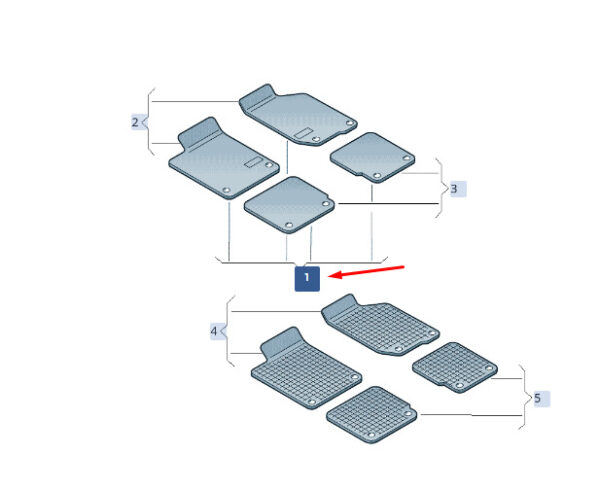 3V1061404B - ŠKODA SUPERB MK3 floor mat set left handlebar 3V1061404B, original part