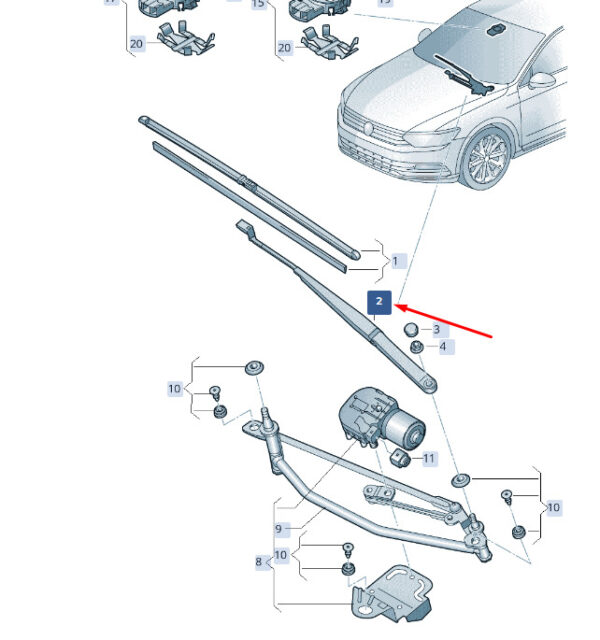 3V1955409 - ŠKODA SUPERB MK3 front aero wiper arm left LHD 3V1955409 NEW original