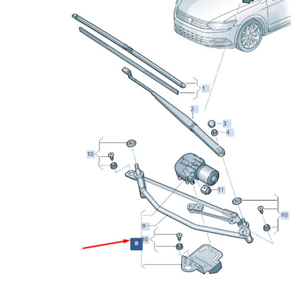 3V2955023A - ŠKODA SUPERB MK3 windshield wiper motor connector RHD 3V2955023A NEW