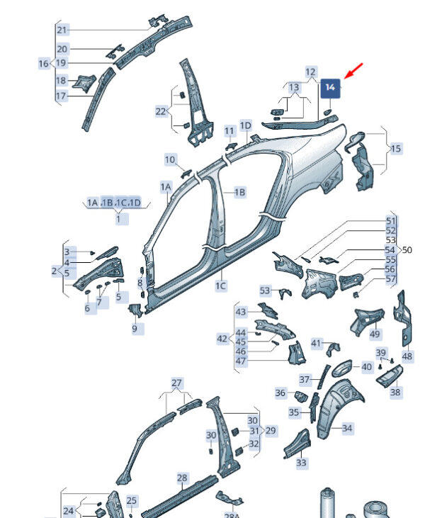 3V5809013 - SKODA SUPERB MK3 Rear Left Side Panel Plate 3V5809013 NEW GENUINE