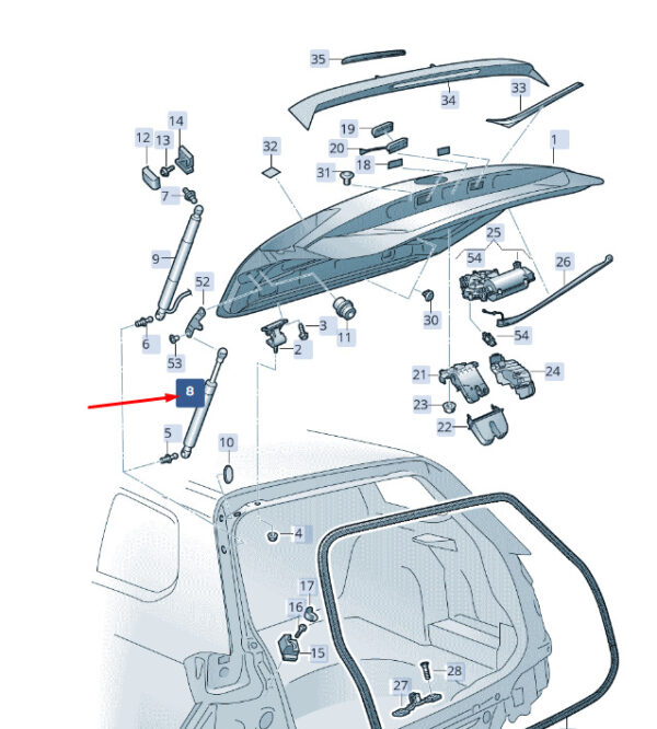 3V9827550A - NEW ŠKODA SUPERB MK3 REAL ESTATE REAR LID GAS FILLED STRIVING 3V9827550A