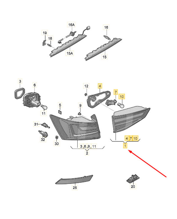 575945308G - NEW SEAT ATECA KH7 REAR RIGHT LED HIGHTEL HUSBAND BEIGHT 575945308G RHD ORIGINAL