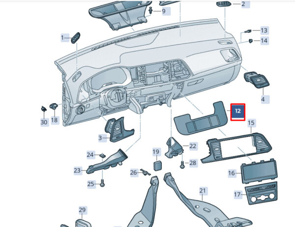 576819363 - NEW SEAT ATECA KH7 AIR GUIDE PIECE HEATER LHD 576819363 ORIGINAL