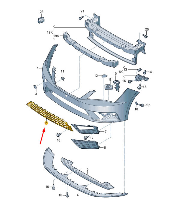 5F0853667H9B9 - New SEAT LEON 5F MK3 Front Bumper Lower Grill 5F0853667H9B9 Genuine