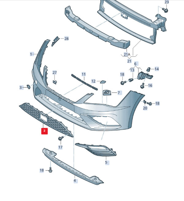 5F0853667L9B9 - New SEAT LEON 5F Front Bumper Lower Grill 5F0853667L9B9 Genuine