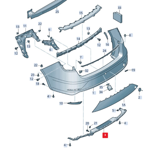 5F9807568K9B9 - SEAT Leon 5F rear bumper bottom diffuser 5F9807568K9B9 NEW ORIGINAL