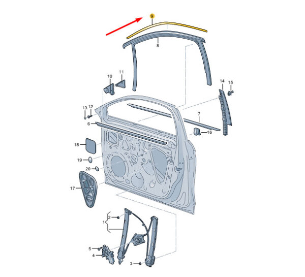 5FF837643C041 - New Cupra FORMENTOR Front Left Door Top Strip 5FF837643C041 Genuine