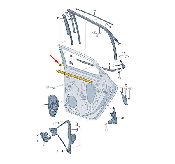 5FF839480 - New Cupra FORMENTOR Door Interior Window Opening Seal Rear Right 5FF839480