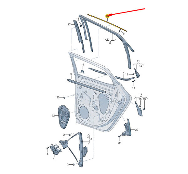 5FF839644C041 - New Cupra FORMENTOR Rear Right Door Top Strip 5FF839644C041