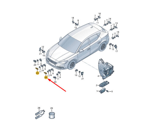 5FF919267A041 - Cupra FORMENTOR Parksensor-Unterstützung vorne links in der Mitte 5FF919267A041