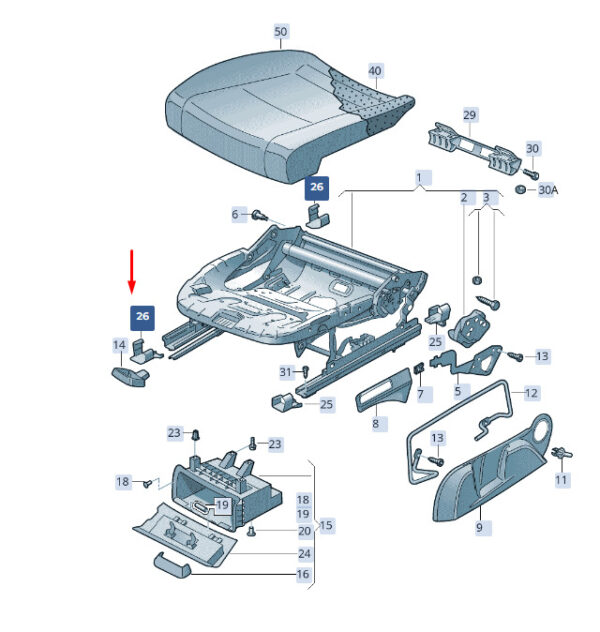 5G0881348F9B9 - ŠKODA SUPERB MK3 front seat guide rail cover 5G0881348F9B9, original